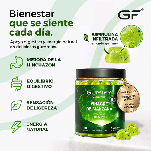 Gominolas de Vinagre de Manzana, B6 y B12, 90 Gummies